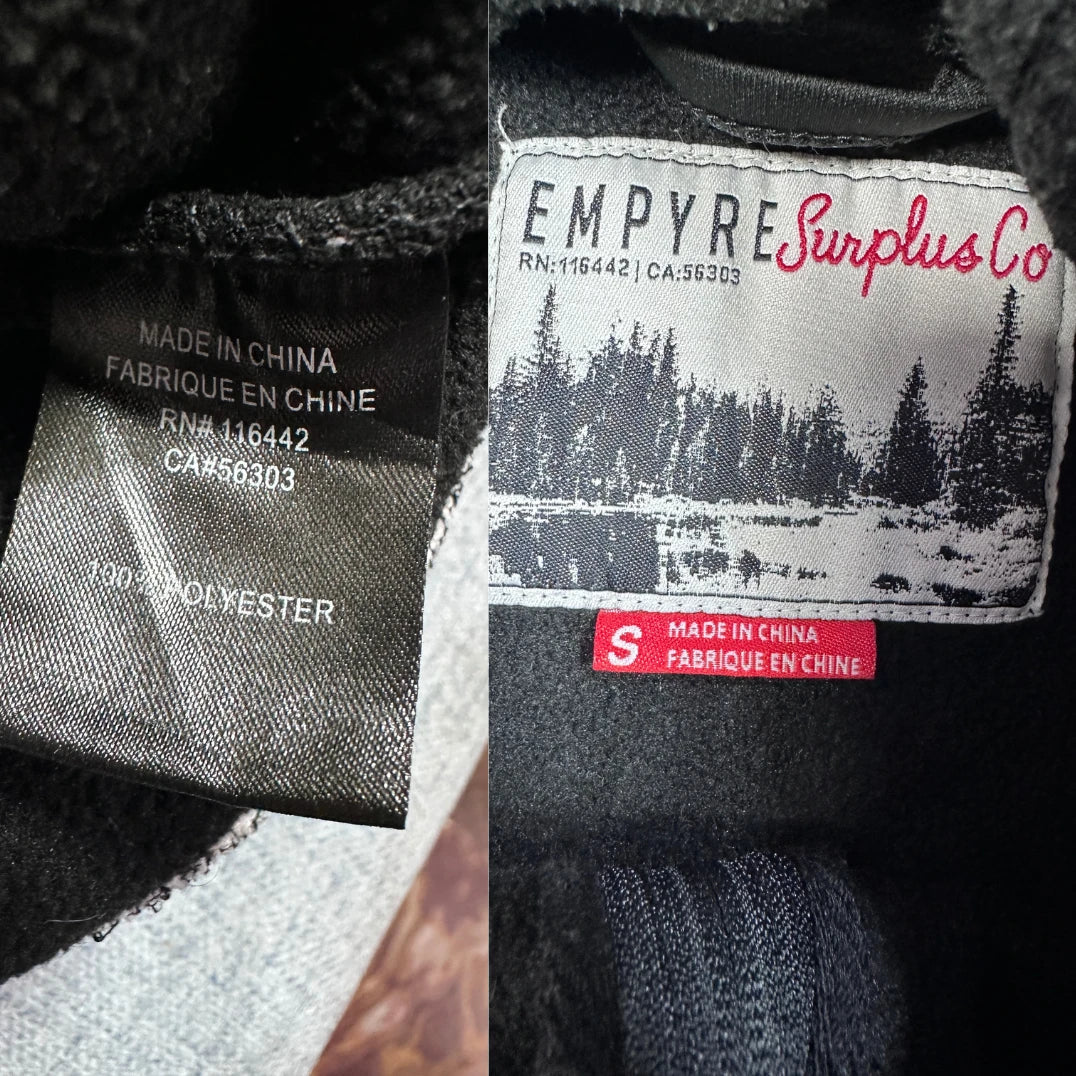 Empyre Surplus Co Black White Varsity Hooded Jacket-Small