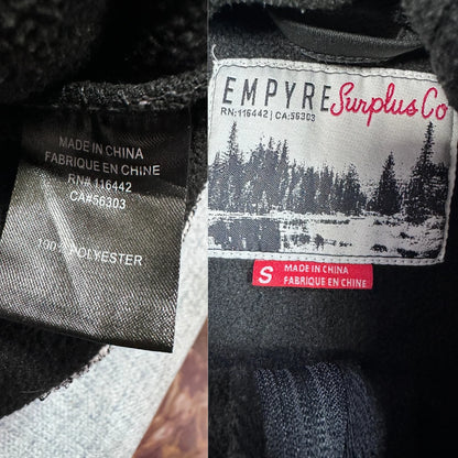 Empyre Surplus Co Black White Varsity Hooded Jacket-Small