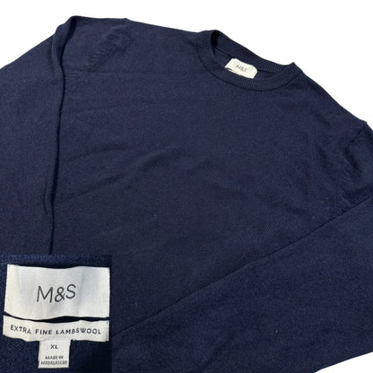 M&S® Navy Wool Sweater Crewneck-XL