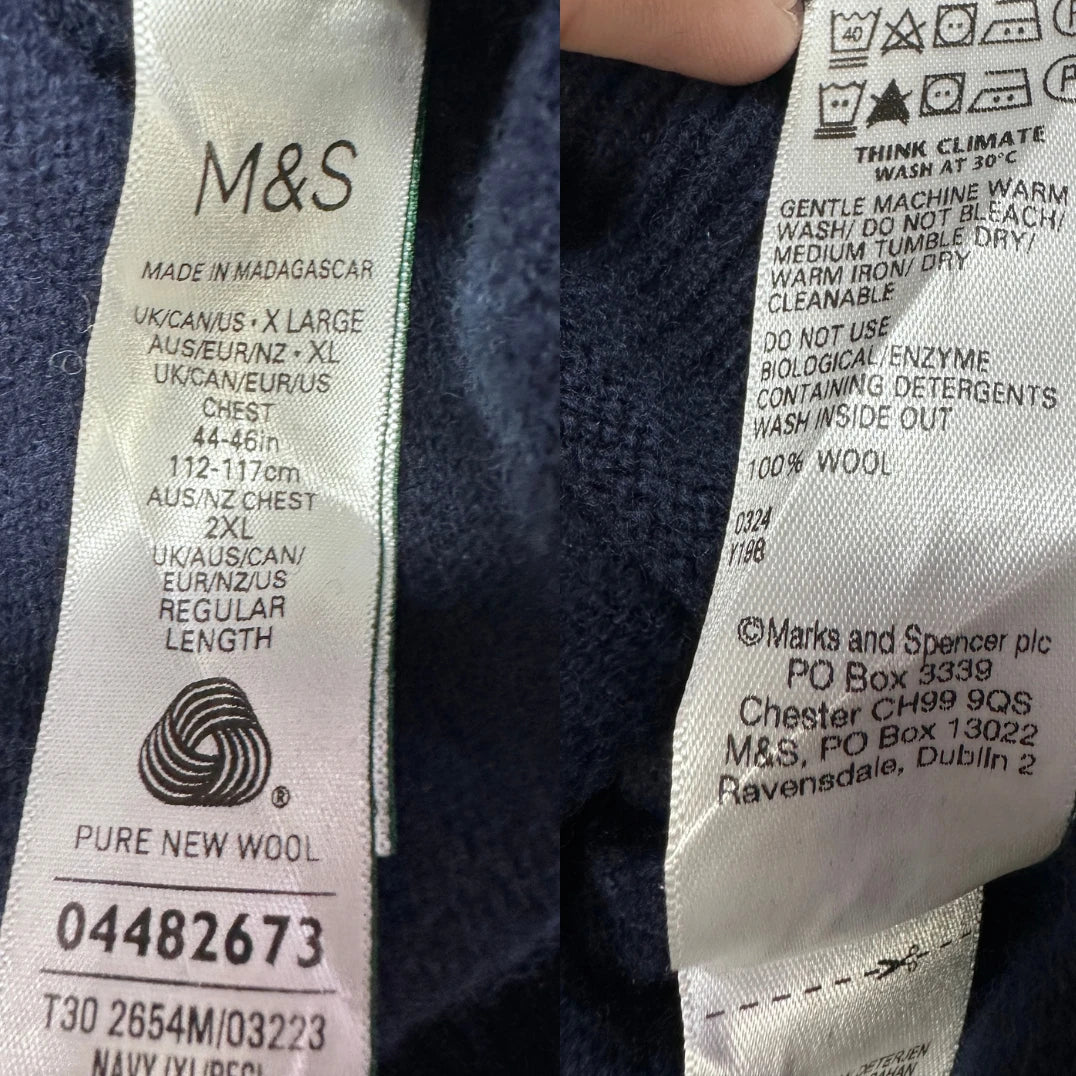 M&S® Navy Wool Sweater Crewneck-XL
