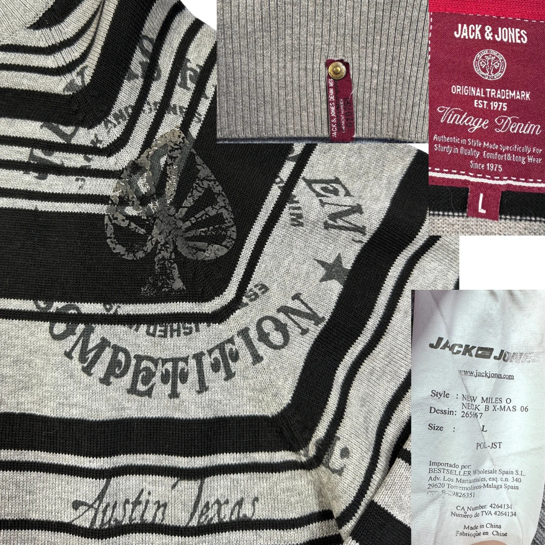 Jack & Jones® Grey Striped Sweater-L