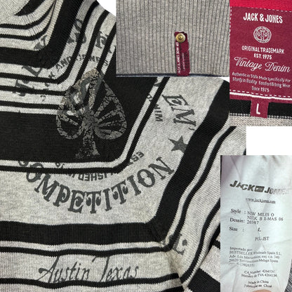 Jack & Jones® Grey Striped Sweater-L