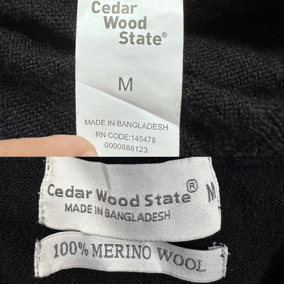 Cedar Wood State® Black Merino Wool Sweater-M