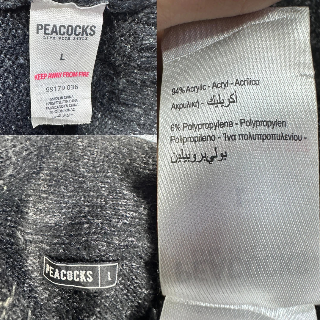 Peacocks® Charcoal Shawl Collar Sweater-L