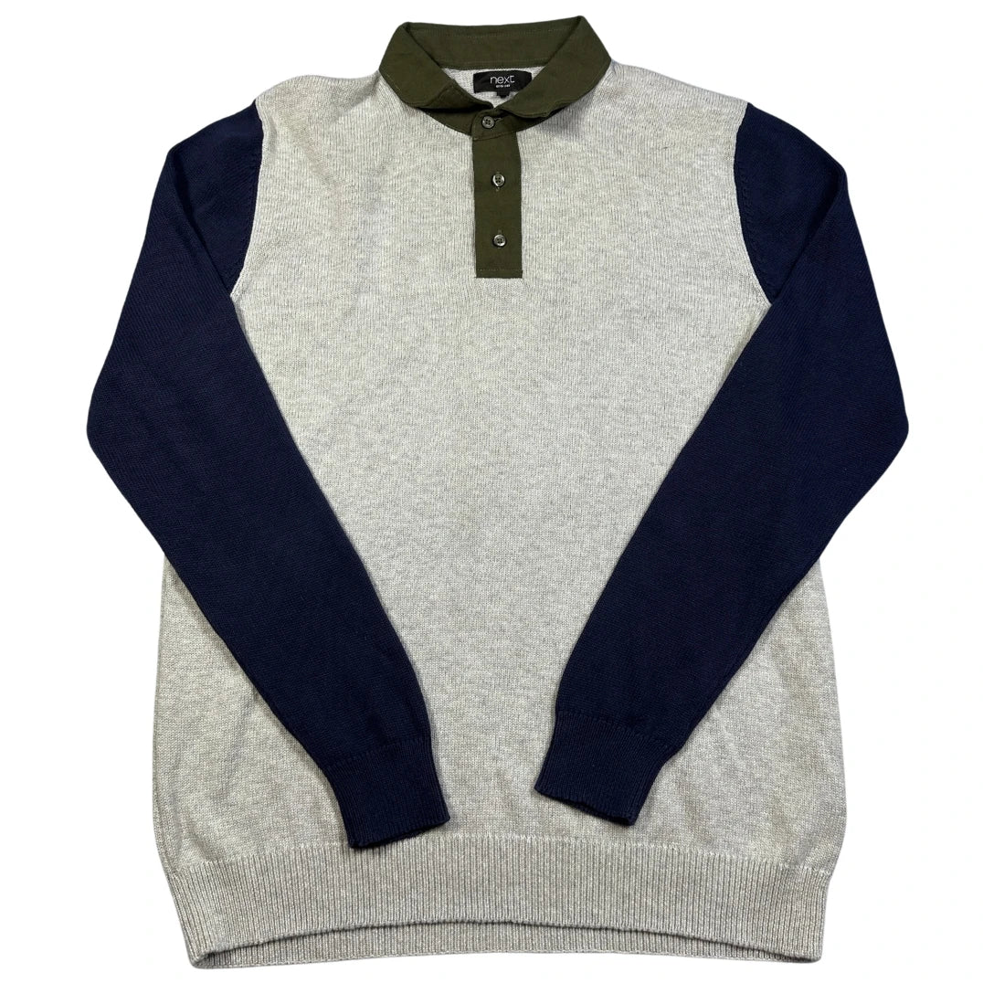 Next® Grey Polo Sweater Contrast-M