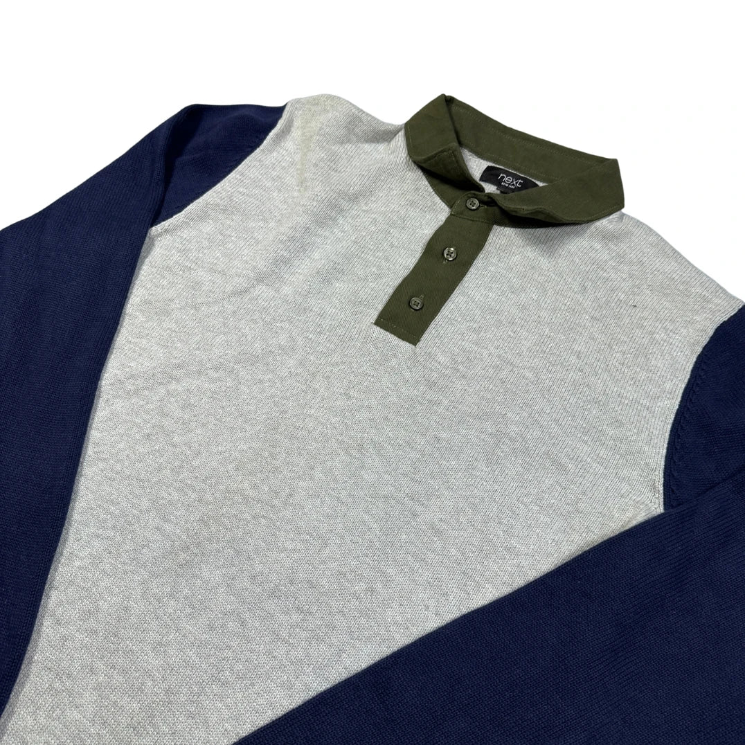Next® Grey Polo Sweater Contrast-M
