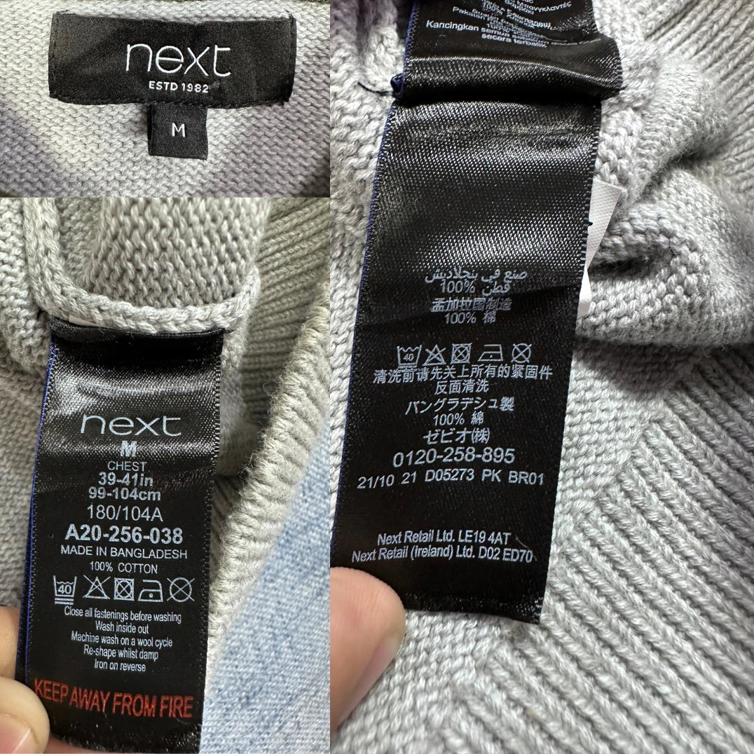 Next® Grey Polo Sweater Contrast-M