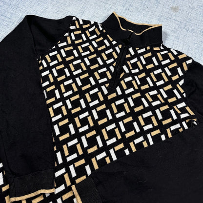 Boys® Black Quarter Zip Knit Sweater-XS