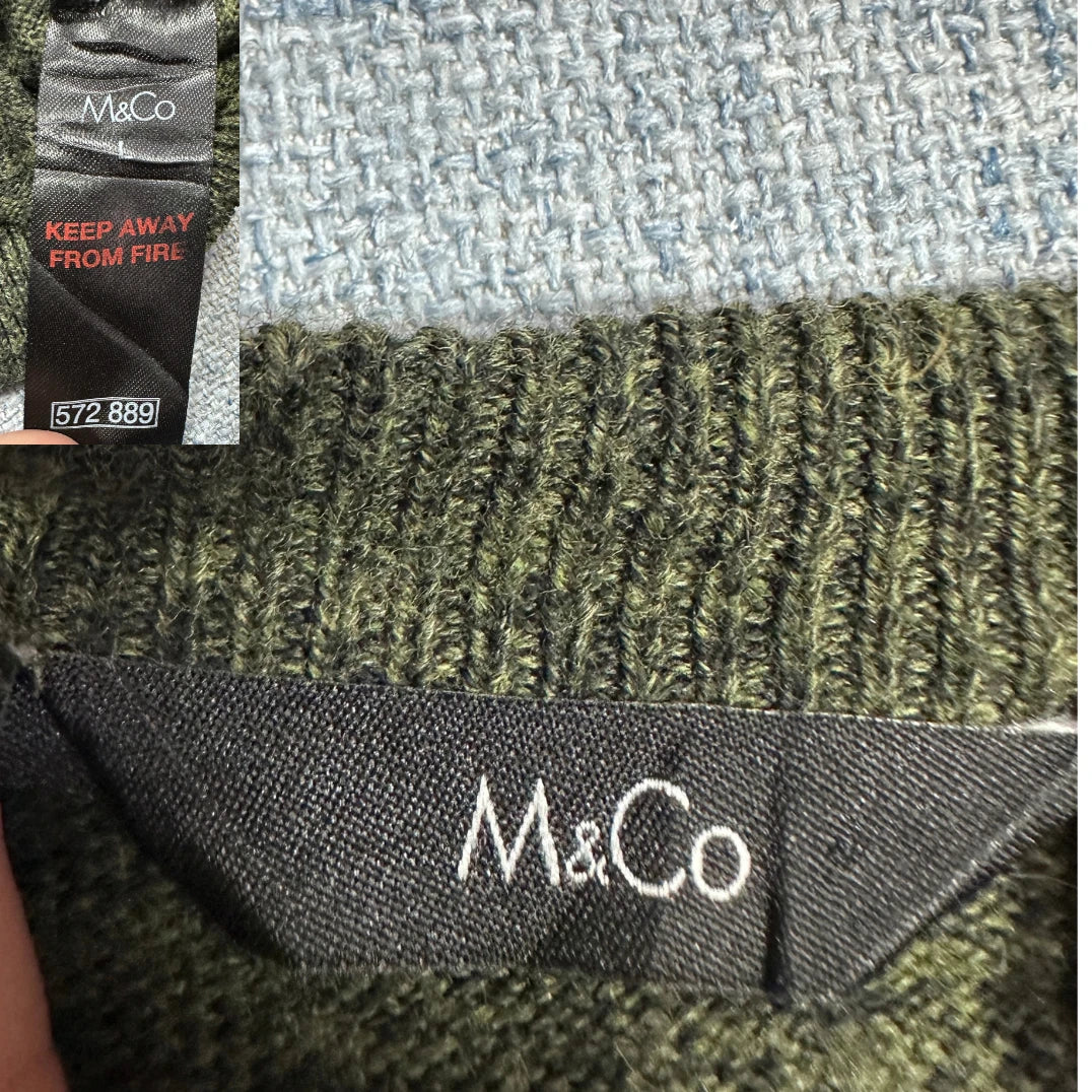 M&Co® Olive Crewneck Knit Sweater-L