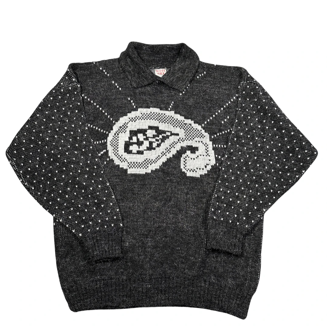 Unbranded Charcoal Graphic Knit Sweater-M