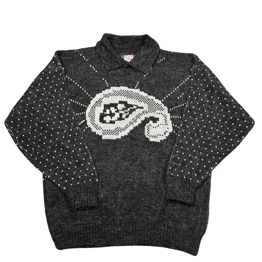 Unbranded Charcoal Graphic Knit Sweater-M