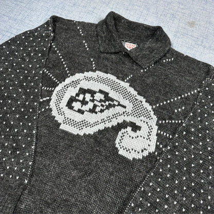 Unbranded Charcoal Graphic Knit Sweater-M