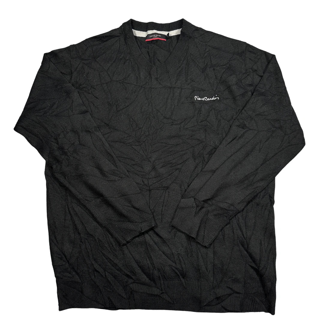 Pierre Cardin® Black Textured V Neck Sweater-M
