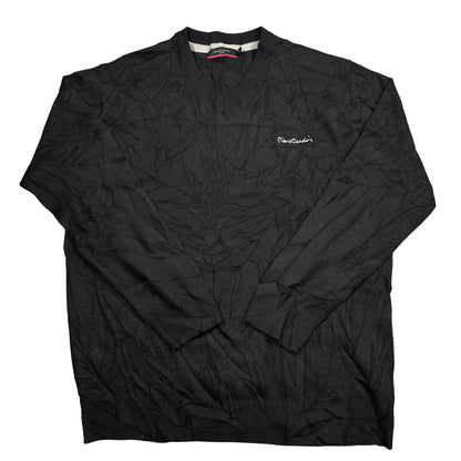 Pierre Cardin® Black Textured V Neck Sweater-M