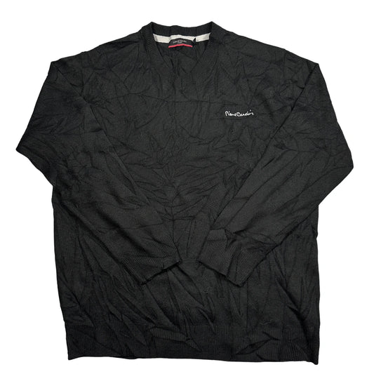 Pierre Cardin® Black Textured V Neck Sweater-M