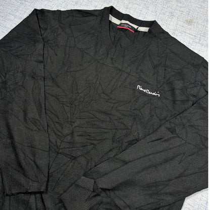Pierre Cardin® Black Textured V Neck Sweater-M