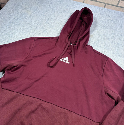 Adidas® Maroon Hooded Sweatshirt Logo-L