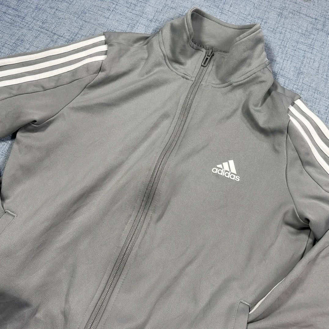 Adidas® Gray Track Jacket Three Stripe-S