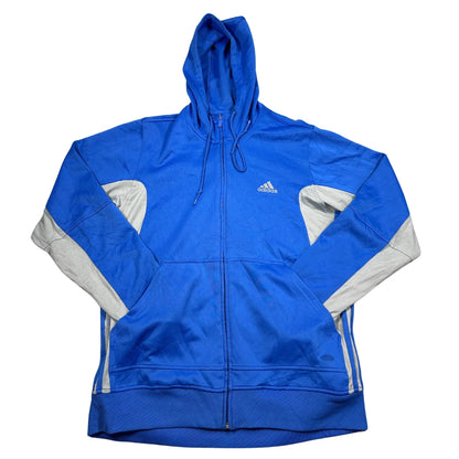 Adidas® Blue Grey Full Zip Hoodie Three Stripe-L