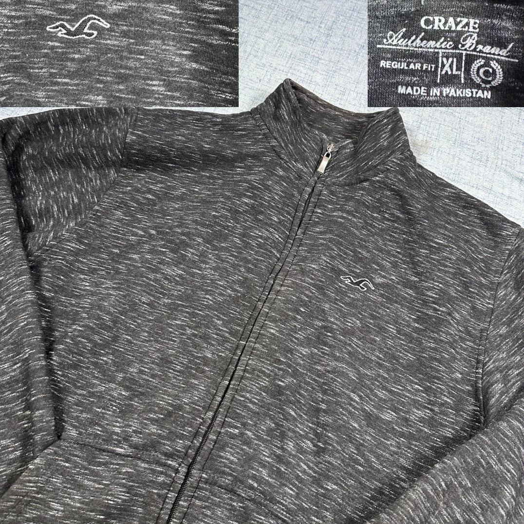 Craze® Charcoal Space Dye Zip Jacket Blue Tipping-XL