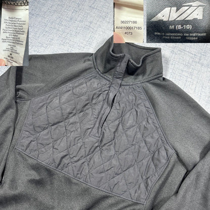 Avia® Grey Quilted Panel Quarter Zip Pullover-YM