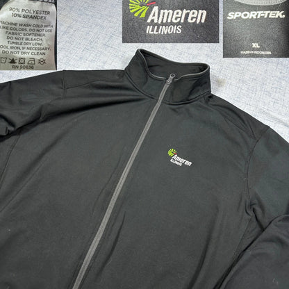 Sport-Tek® Black Stretch Track Jacket Grey Trim-XL