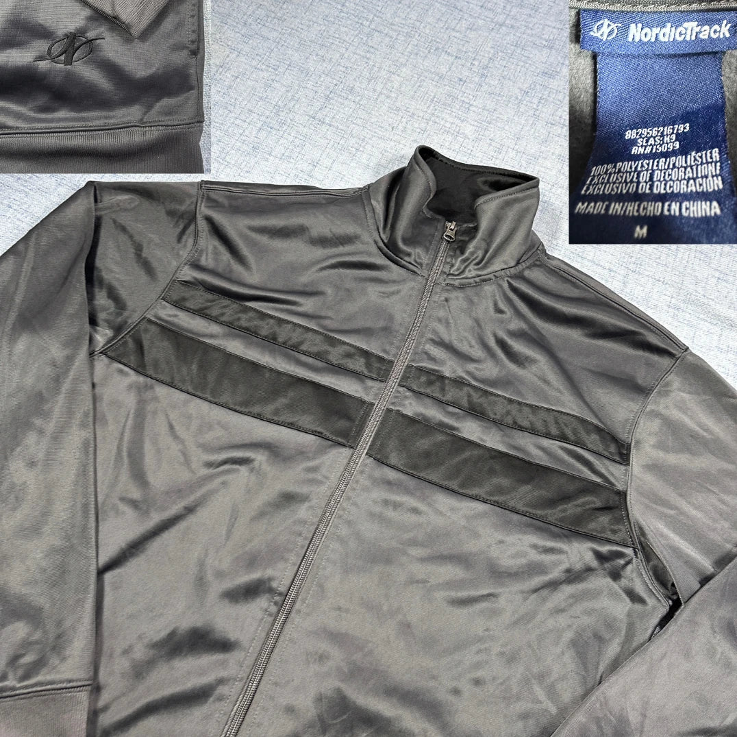 NordicTrack® Grey Track Jacket Black Chest Stripe-M
