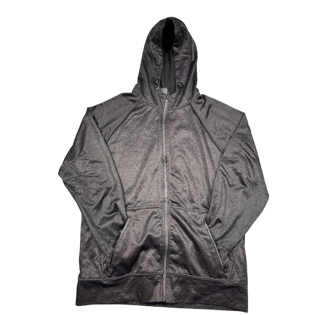 Unbranded Charcoal Heather Performance Full Zip Hoodie Zip Pockets-L
