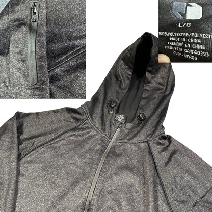 Unbranded Charcoal Heather Performance Full Zip Hoodie Zip Pockets-L