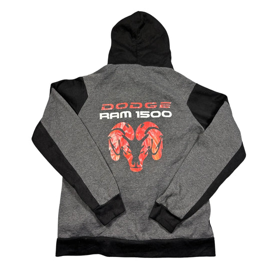 Unbranded Grey Black Colorblock Full Zip Hoodie Ram Head Graphic