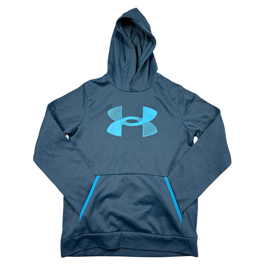 Under Armour® Navy Blue Big Logo Fleece Pullover Hoodie-YL