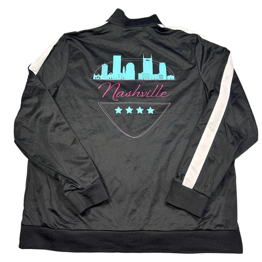 Sport-Tek® Black Track Jacket White Sleeve Stripe City Print-2XL