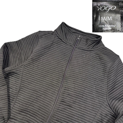Vogo® Charcoal Ribbed Zip Jacket-M