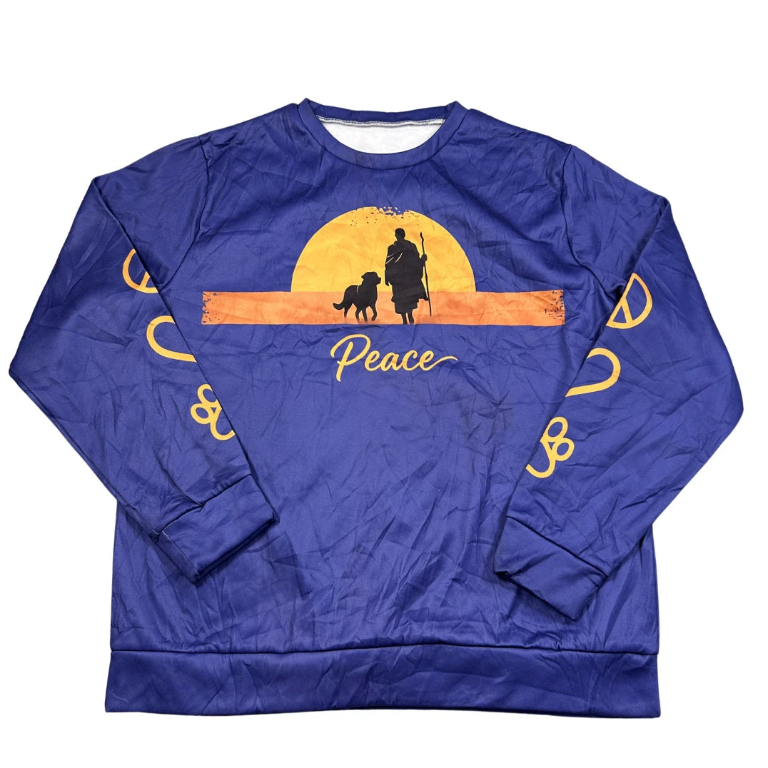Unbranded Blue Peace Graphic Shirt-L