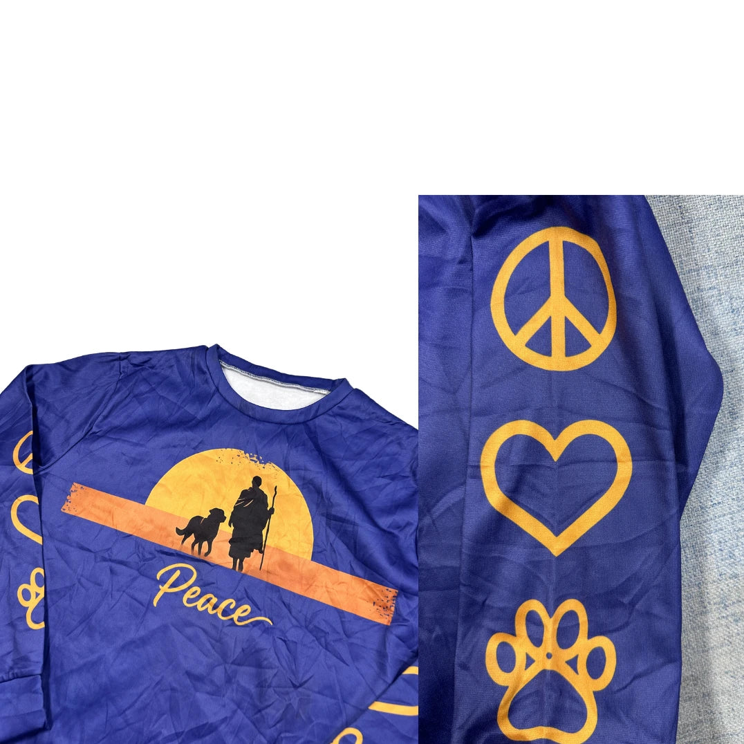 Unbranded Blue Peace Graphic Shirt-L
