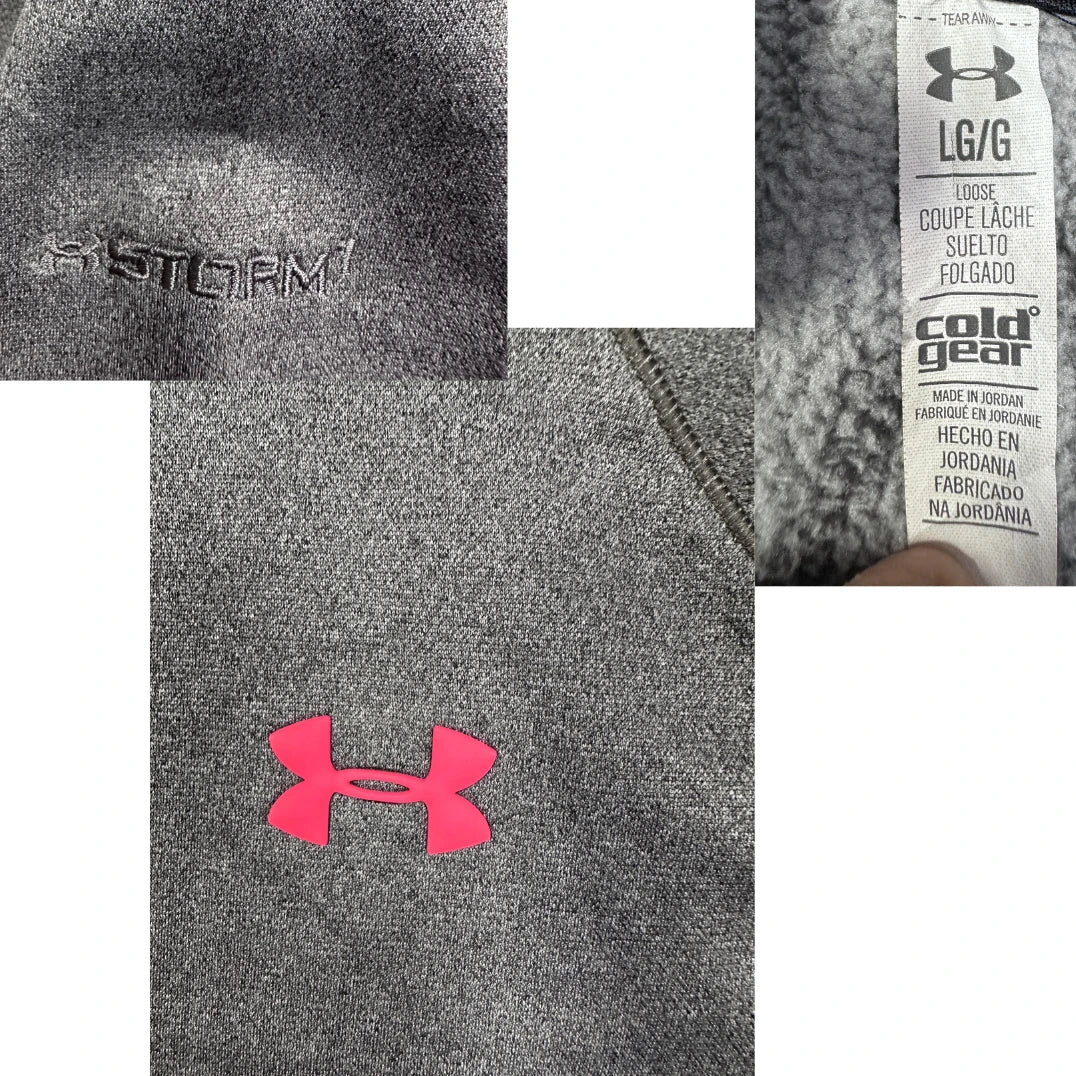 Under Armour® Charcoal Pink ColdGear Storm Fleece Pullover Hoodie-L