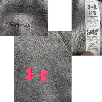 Under Armour® Charcoal Pink ColdGear Storm Fleece Pullover Hoodie-L