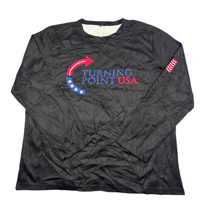 Unbranded Black Long Sleeve Performance Top Embroidered Flag Patch-XL
