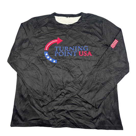 Unbranded Black Long Sleeve Performance Top Embroidered Flag Patch-XL