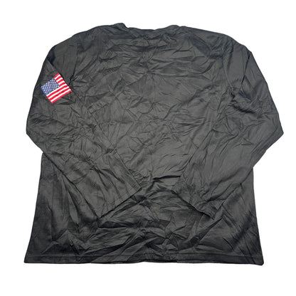 Unbranded Black Long Sleeve Performance Top Embroidered Flag Patch-XL