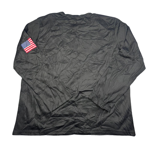 Unbranded Black Long Sleeve Performance Top Embroidered Flag Patch-XL