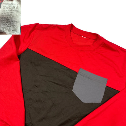 Unbranded Red Black Grey Colorblock Sweatshirt Chest Pocket-160