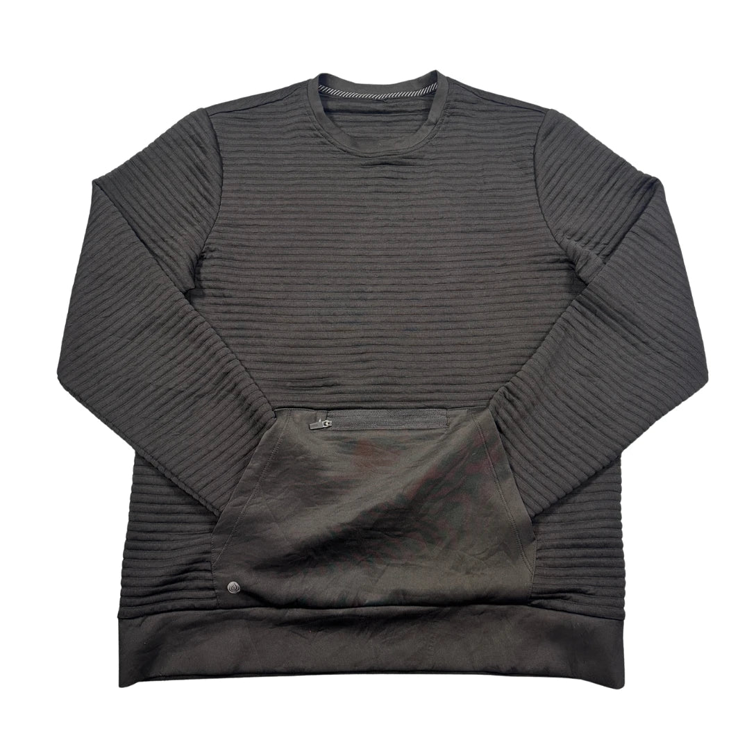 Unbranded Black Ribbed Quilted Sweatshirt Zip Kangaroo Pocket-M