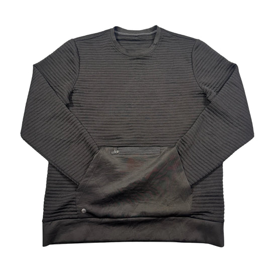 Unbranded Black Ribbed Quilted Sweatshirt Zip Kangaroo Pocket-M