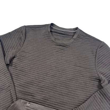 Unbranded Black Ribbed Quilted Sweatshirt Zip Kangaroo Pocket-M
