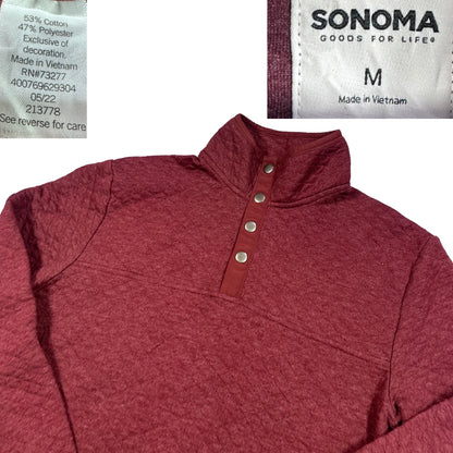 Sonoma® Burgundy Quilted Snap Placket Pullover Sweatshirt-M