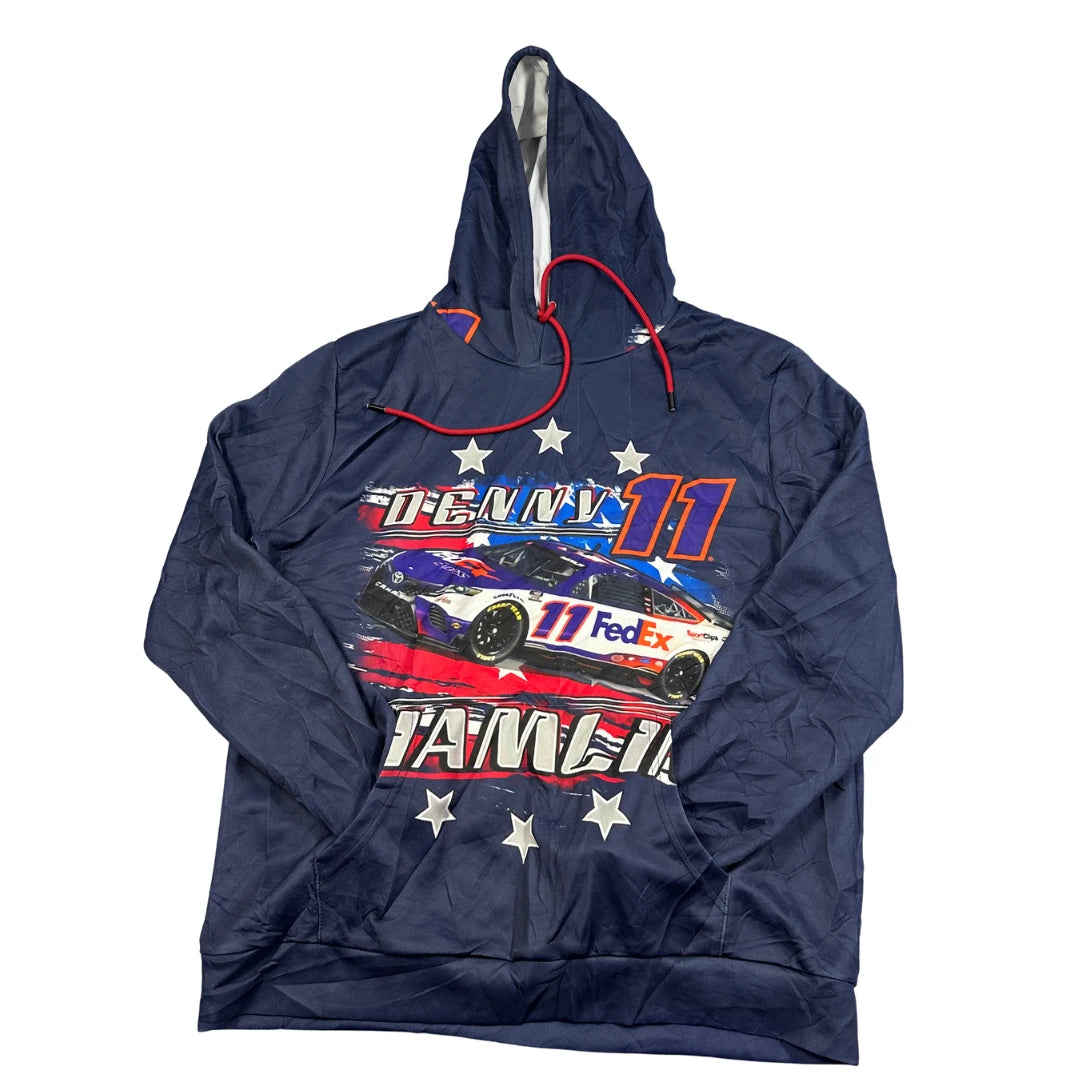 Unbranded Navy Racing Car Graphic Pullover Hoodie-L