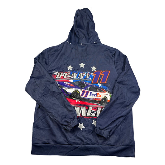Unbranded Navy Racing Car Graphic Pullover Hoodie-L