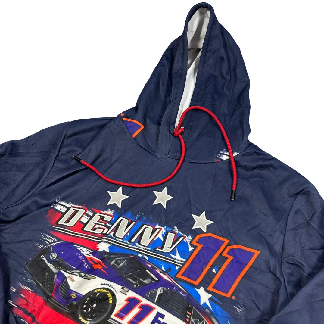 Unbranded Navy Racing Car Graphic Pullover Hoodie-L