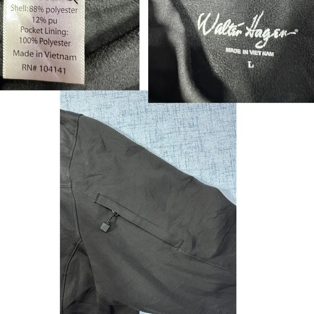 Walter Hagen® Black Softshell Zip Jacket-L